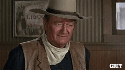 Man Cowboy Hat Leather Vest At Liquor Sign GIF