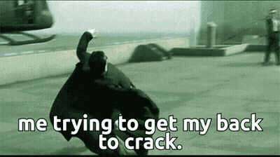 Man Cracking Back With Helicopter Background GIF