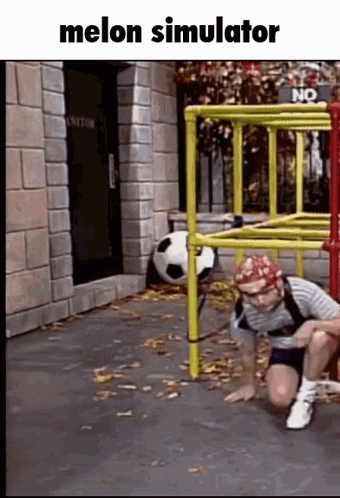 Man Crawling Under Yellow Ladder GIF