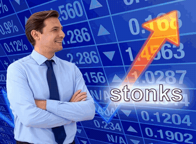 Man Crossed Arms In Front Of Stonks Chart GIF