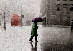 Man Crossing The Street On Rainy Day GIF