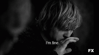 Man Crying In Black And White Photo Saying I'm Fine GIF