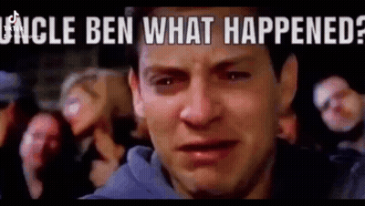 Man Crying In Front Of Crowd Saying Uncle Ben What Happened GIF