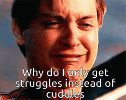 Man Crying Struggles Instead Of Cuddles GIF