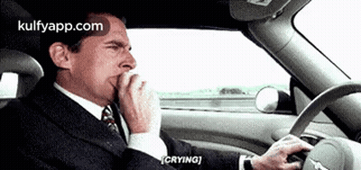 Man Crying While Driving Car GIF