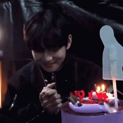 Man Cutting Cake With I Love You Candles GIF