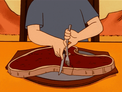 Man Cutting Steak With Knife And Fork GIF