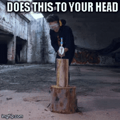 Man Cutting Tree Stump With Axe Does This To Your Head GIF
