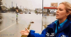 Man Cycling Behind The Reporter After Hurricane Meme GIF