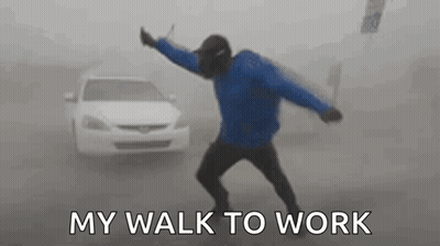 Man Dancing By White Car In Fog GIF
