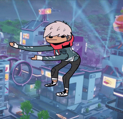 Man Dancing In Front Of City With T.C. Sign GIF
