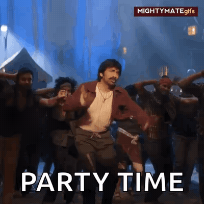 Man Dancing In Front Of Crowd Saying Party Time GIF