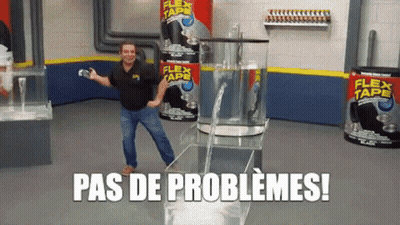 Man Dancing In Front Of Flex Tape Containers GIF