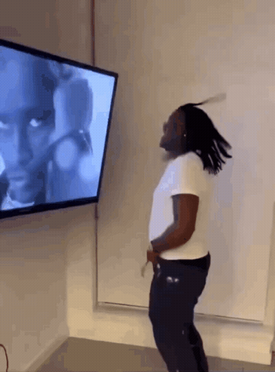 Man Dancing In Front Of TV GIF