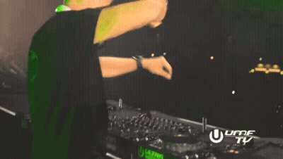 Man Dancing In Front Of UHF TV Sign GIF