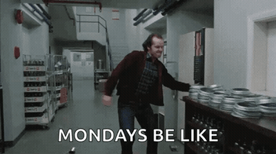 Man Dancing In Hallway Saying Mondays Be Like GIF