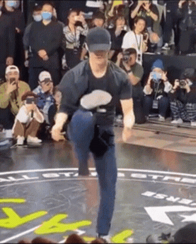 Man Dancing In Hat Before Crowd GIF