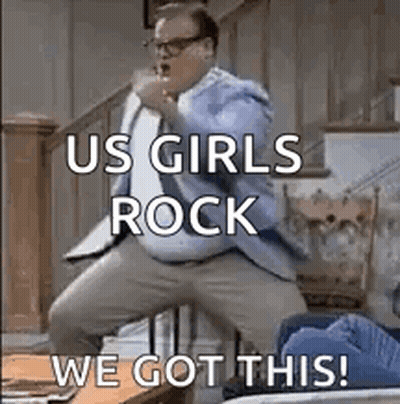 Man Dancing In Living Room Saying Us Girls Rock We Got This GIF