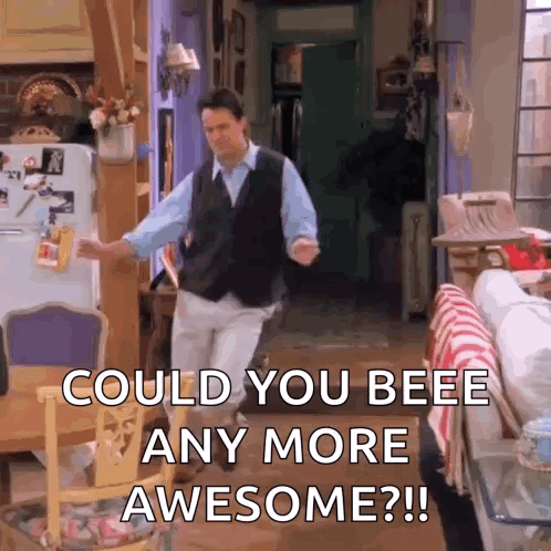 Man Dancing In Living Room With Words Could You Bee Any More Awesome GIF