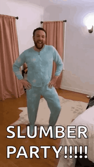 Man Dancing In Pajamas Saying Slumber Party GIF