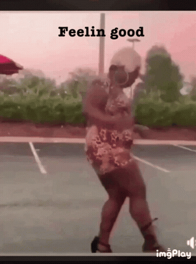 Man Dancing In Parking Lot Saying Feelin Good GIF