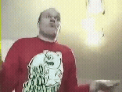 Man Dancing In Red Shirt With Bear GIF