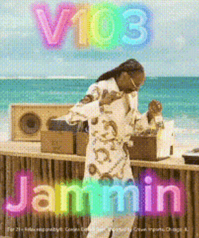 Man Dancing On Beach V103 Jammin Poster GIF