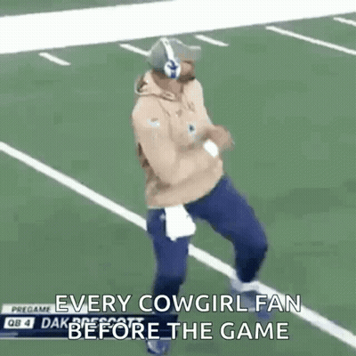 Man Dancing On Football Field Every Cowgirl Fan GIF