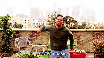 Man Dancing On Rooftop Freeze Frame GIF