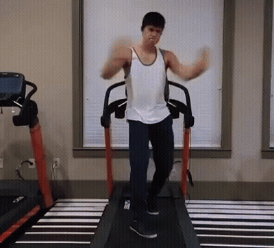 Man Dancing On Treadmill In Gym GIF