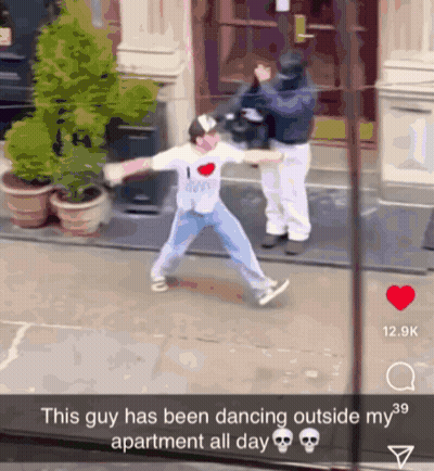 Man Dancing Outside Apartment GIF