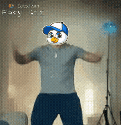Man Dancing With Cartoon Duck On Face Easy GIF