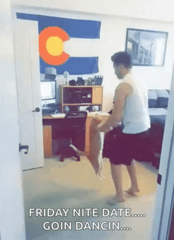 Man Dancing With Cat Friday Night Date GIF