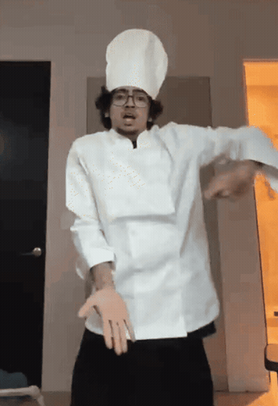 Man Dancing With Chef Hat And Glasses GIF