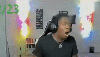 Man Dancing With Headphones In Neon Room GIF