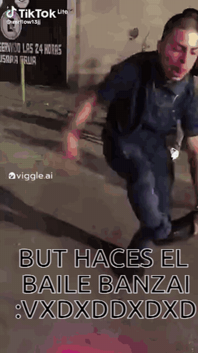 Man Dancing With Sign But Haces El Baile Banzai GIF
