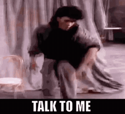 Man Dancing With Talk To Me Text GIF