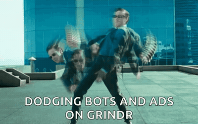 Man Dodging Bots And Ads On Grindr Wearing Sunglasses GIF