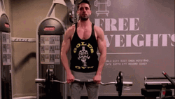 Man Does Upright Row Barbell Row Technique GIF