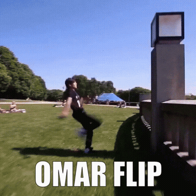 Man Doing Flip Saying Omar Flip GIF
