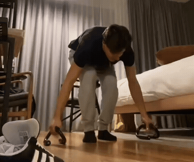 Man Doing Push Ups In Bedroom GIF