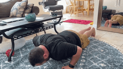 Man Doing Push Ups In Front Of Mirror GIF