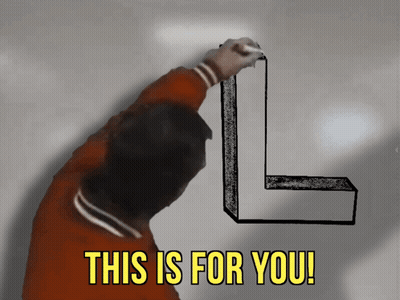 Man Drawing L On Wall With For You Below GIF