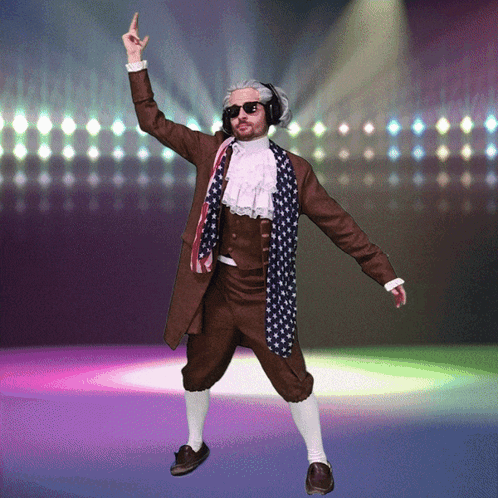Man Dressed As Benjamin Franklin Dancing GIF