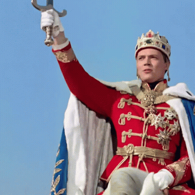 Man Dressed As King Holding Sword GIF