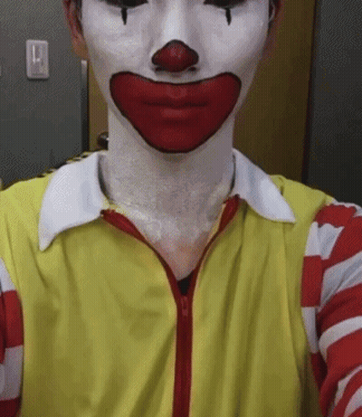 Man Dressed As Ronald McDonald Clown GIF