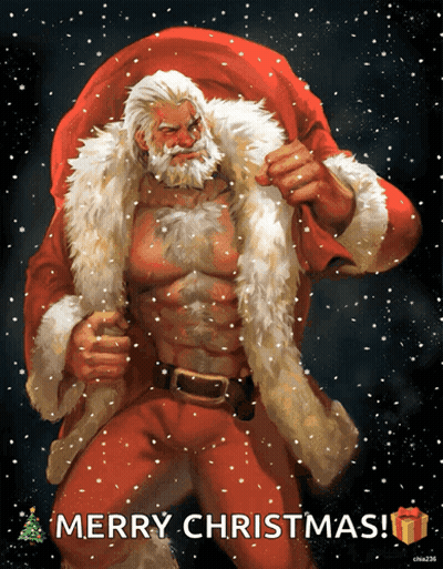 Man Dressed As Santa Claus Saying Merry Christmas GIF