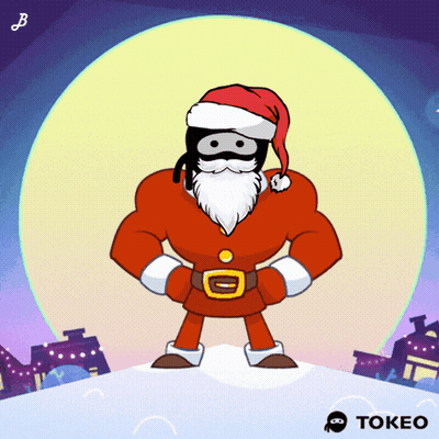 Man Dressed As Santa Claus With Tokeo Logo GIF
