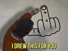 Man Drew Wall Flipping Off Finger GIF