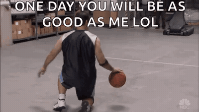 Man Dribbling Basketball On Court GIF